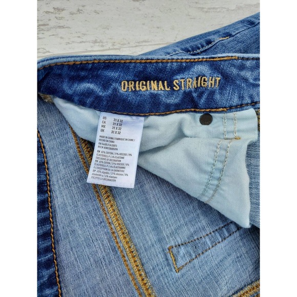 American Eagle Outfitters Flex/4 360° 31x32 Original Straight Blue Jeans cotton - Picture 5 of 9